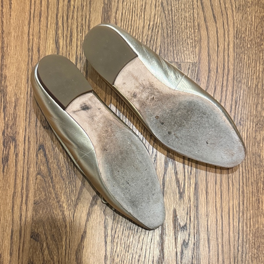 Loeffler Randall Metallic Georgie Gold Flats - Picture 2 of 2